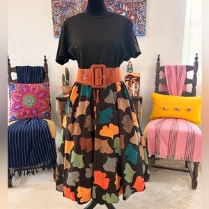 Colorful Leaf Pattern Skirt
